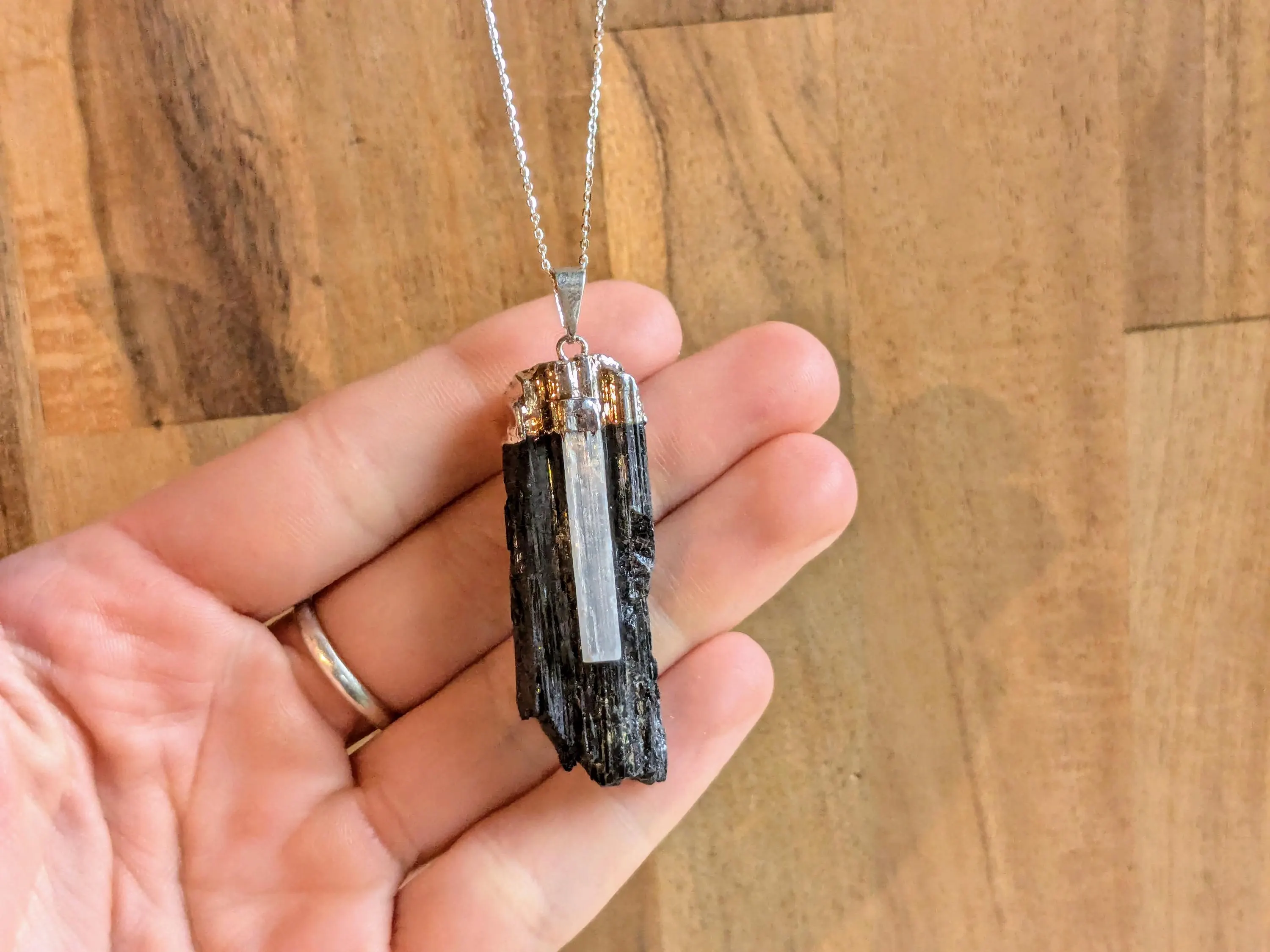 Black Tourmaline + Selenite Necklace - Image 2