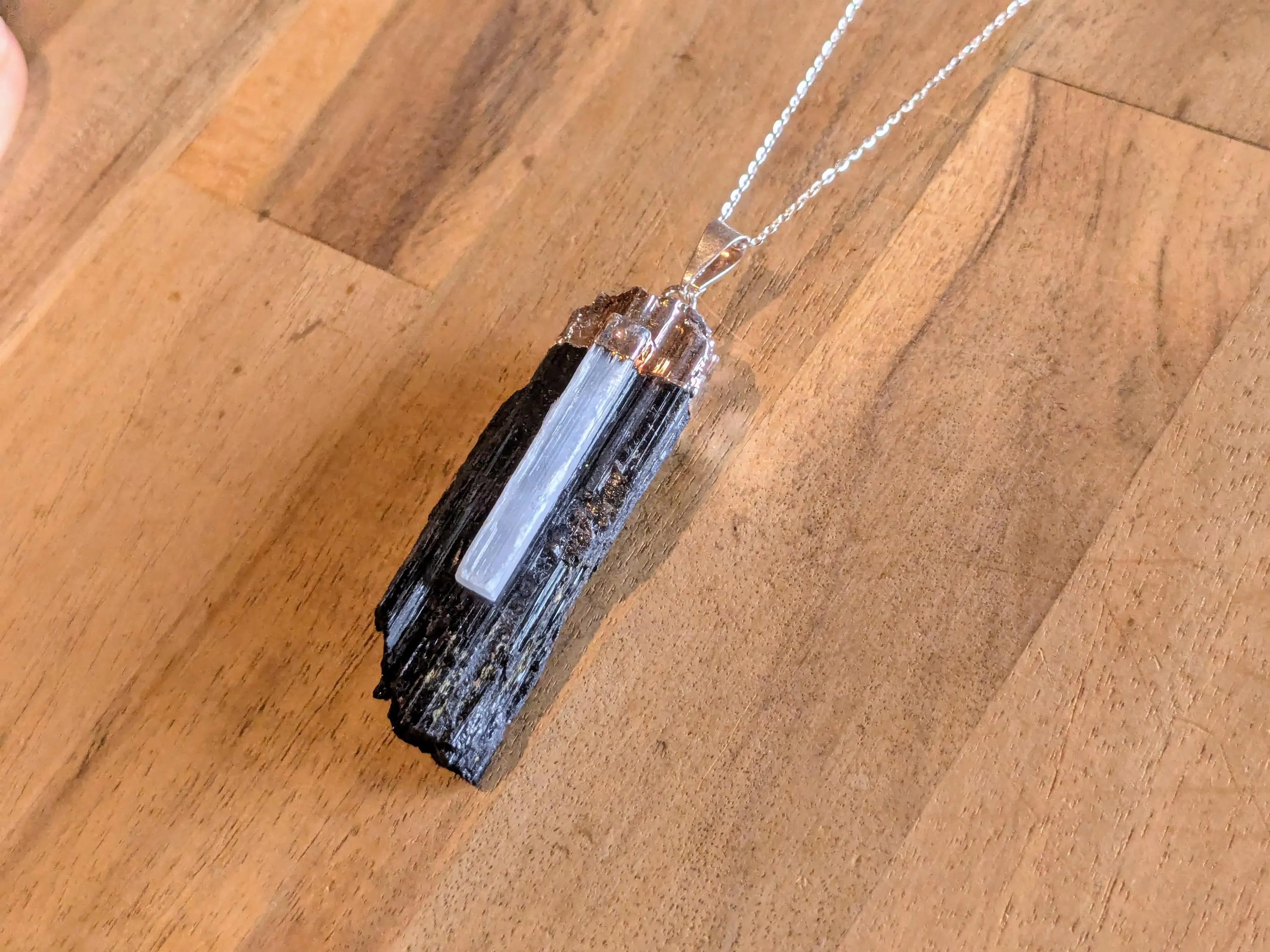 Black Tourmaline + Selenite Necklace - Image 3