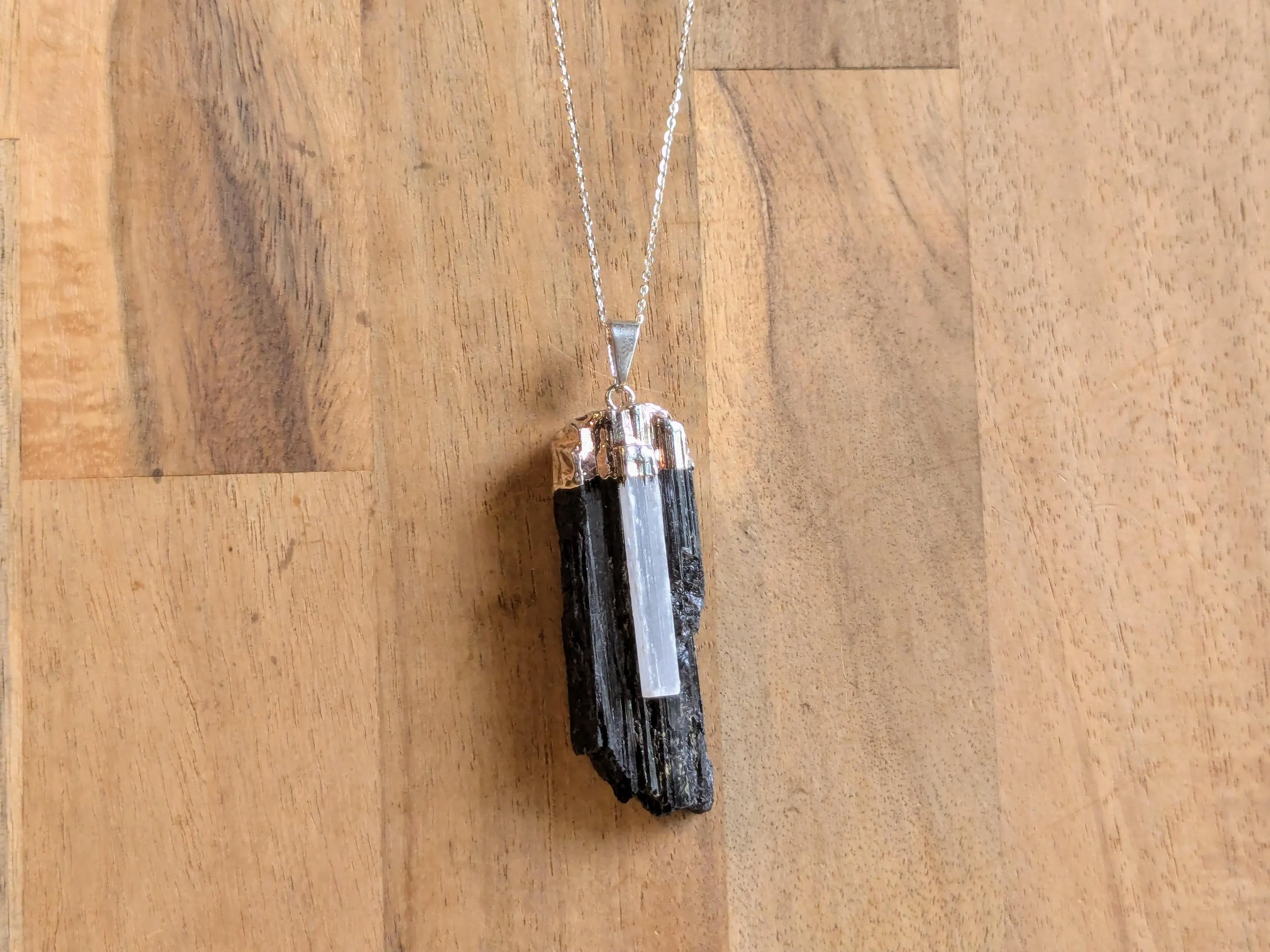 Black Tourmaline + Selenite Necklace - Image 4