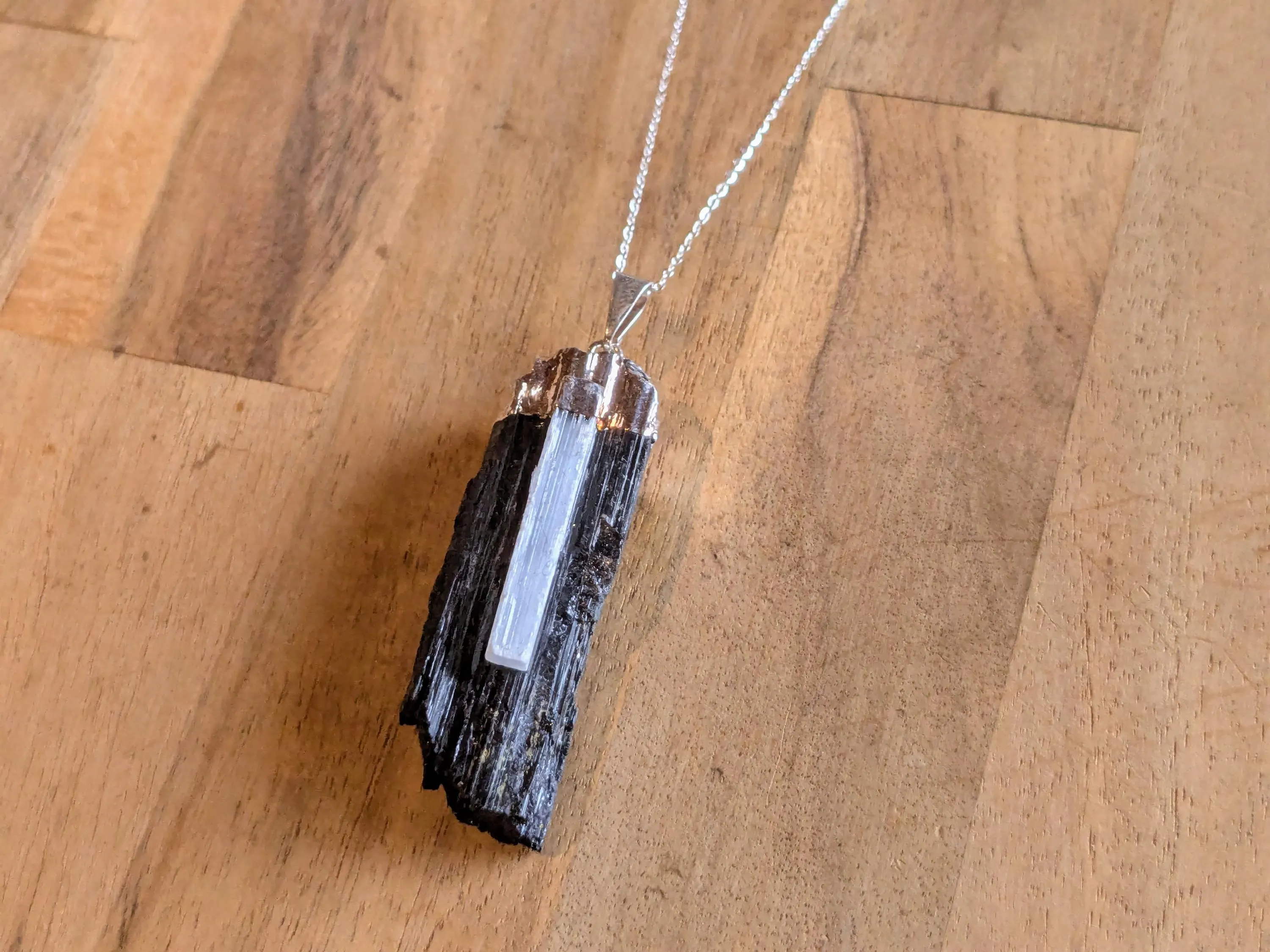 Black Tourmaline + Selenite Necklace - Image 5
