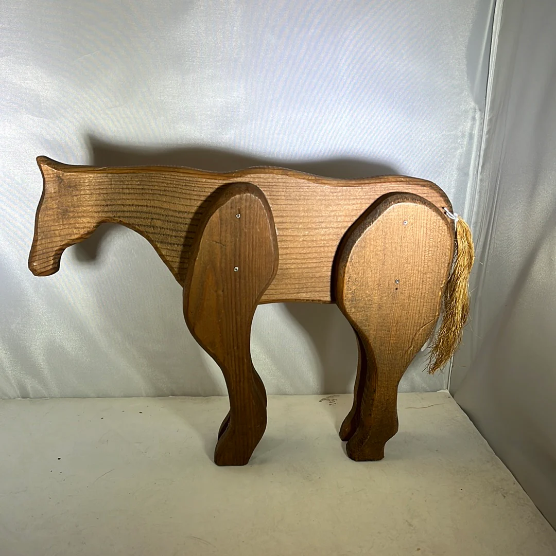 Carved wooden horse statue - Image 2