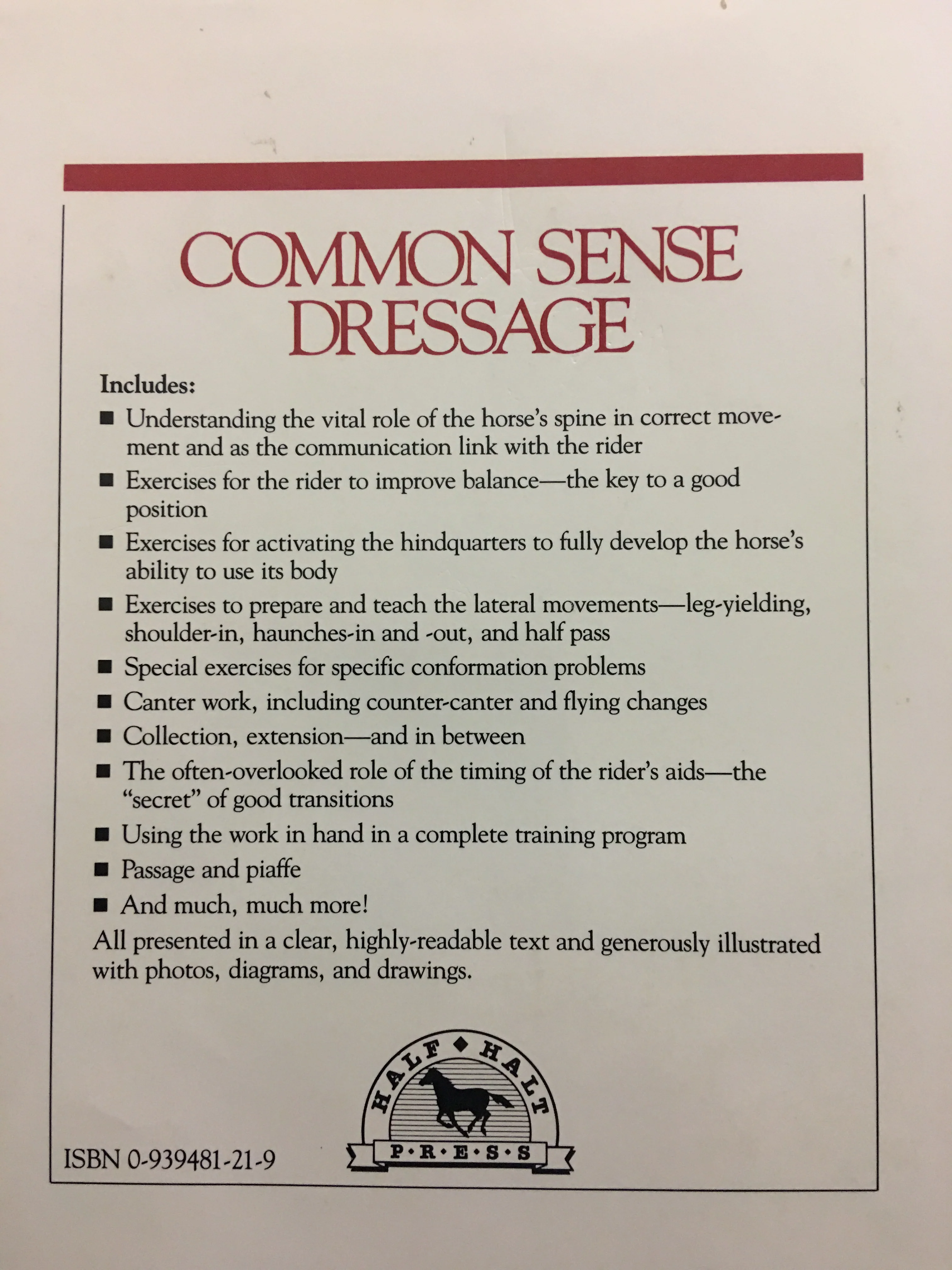 Common sense Dressage An illustrated guide by Sally O’Connor - gently used hardcover - Image 2