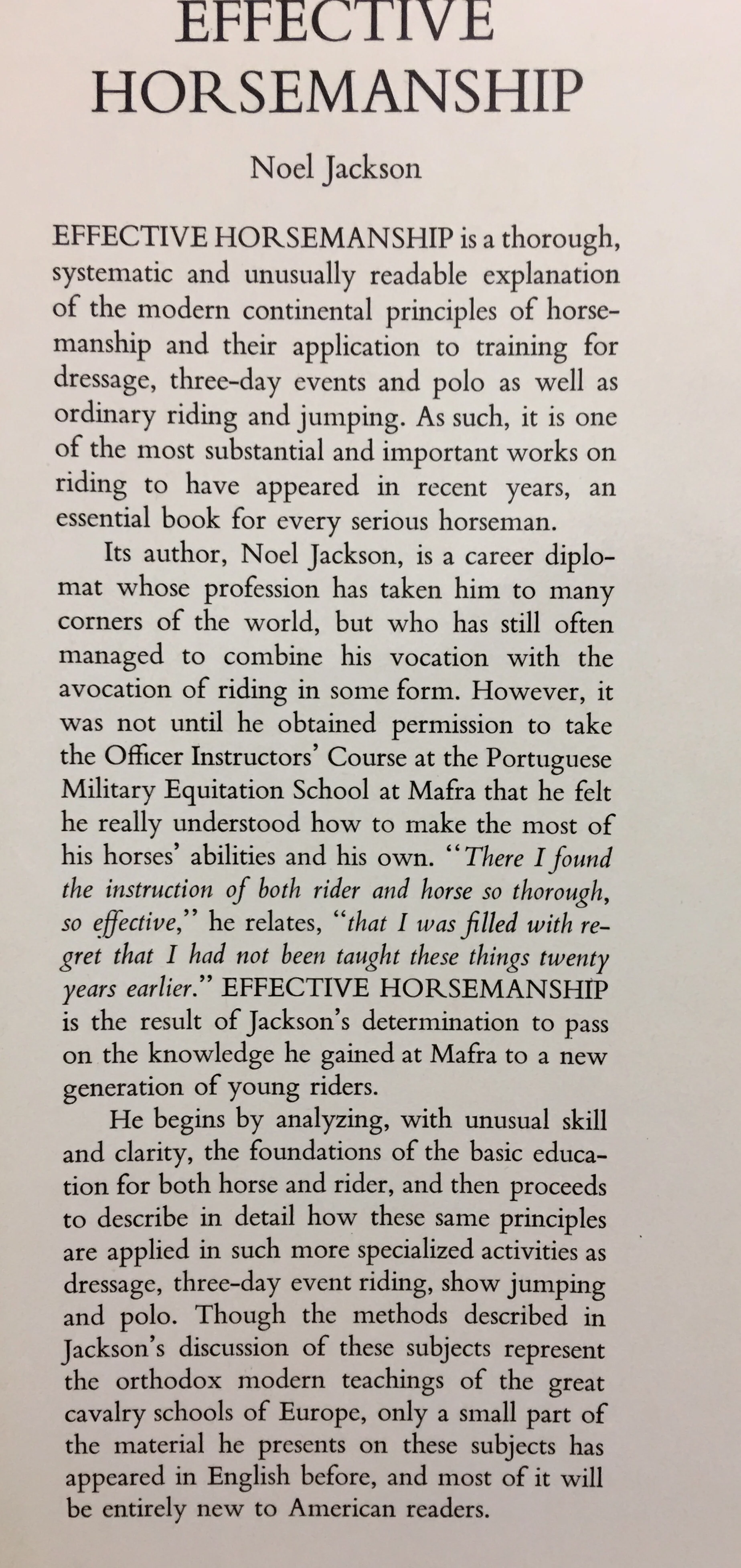 Effective Horsemanship for Dressage, three day event, jumping and polo by Noel Jackson - Image 2