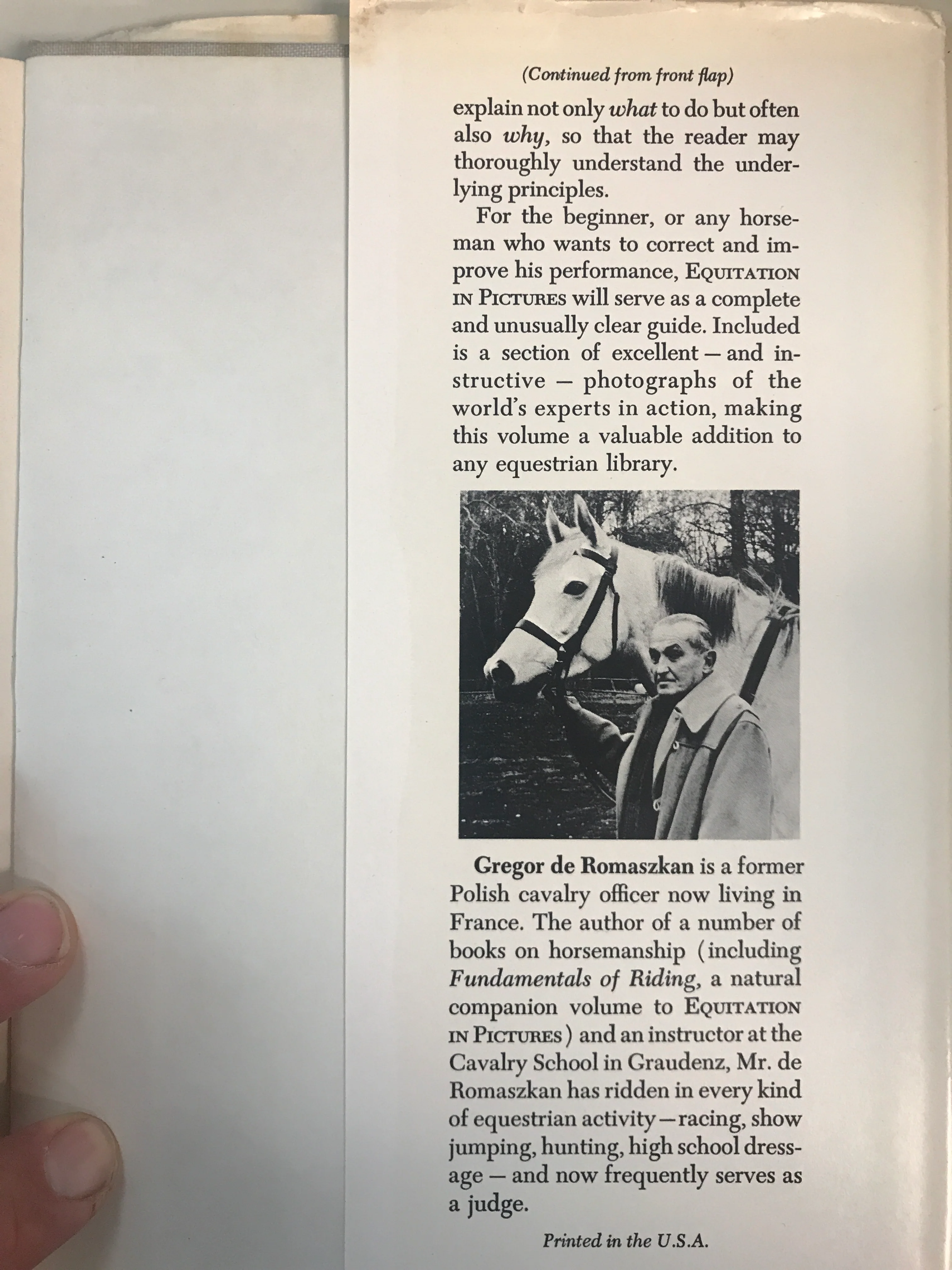 Equitation in Pictures by Gregor de Romaszkan - gently used hardcover - Image 3