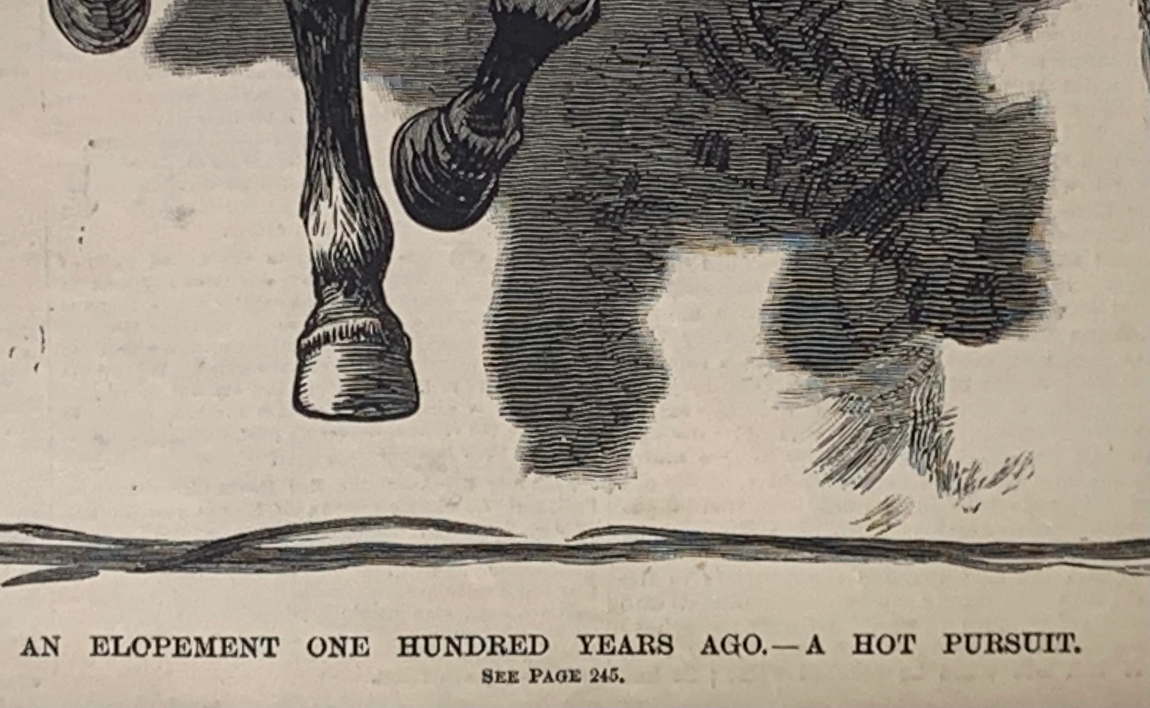 Fine Art Engraving: "An Elopement One Hundred Years Ago - A Hot Pursuit" 1883 Print Matted - Image 3