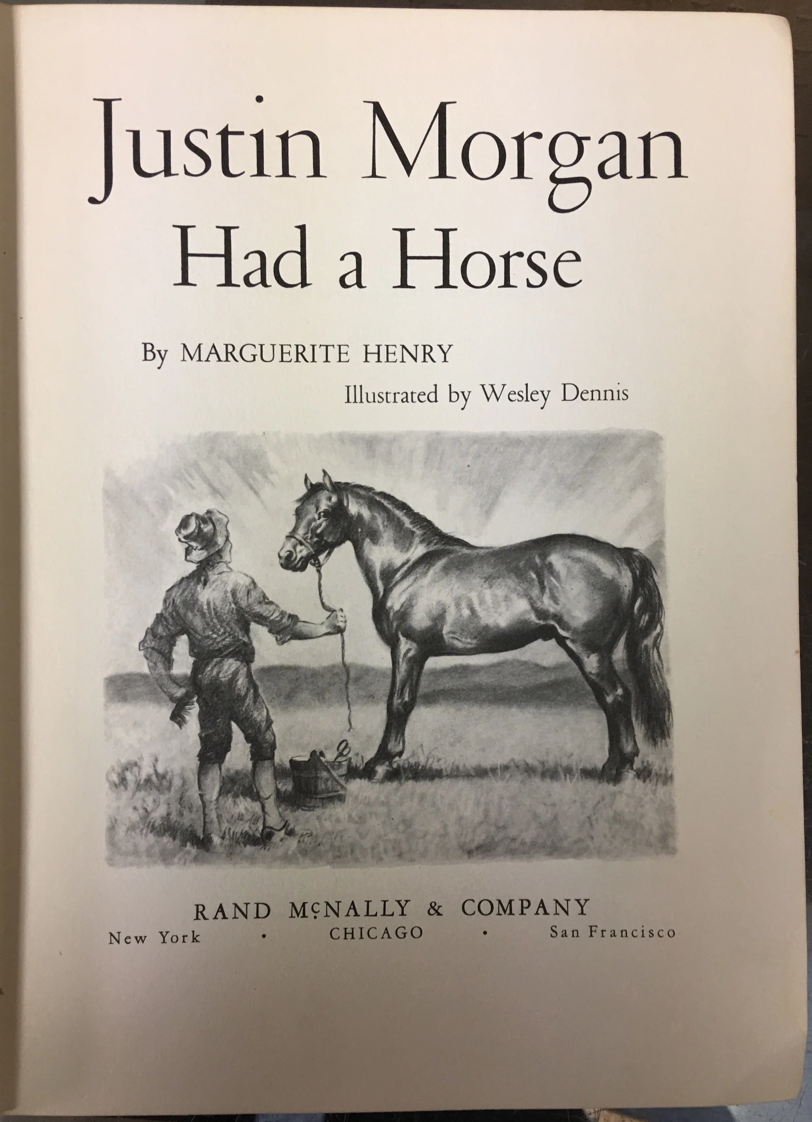 JUSTIN MORGAN HAD A HORSE 1954 hardcover by Henry, Marguerite, Illustrated by Wesley Dennis gently used copy - Image 3