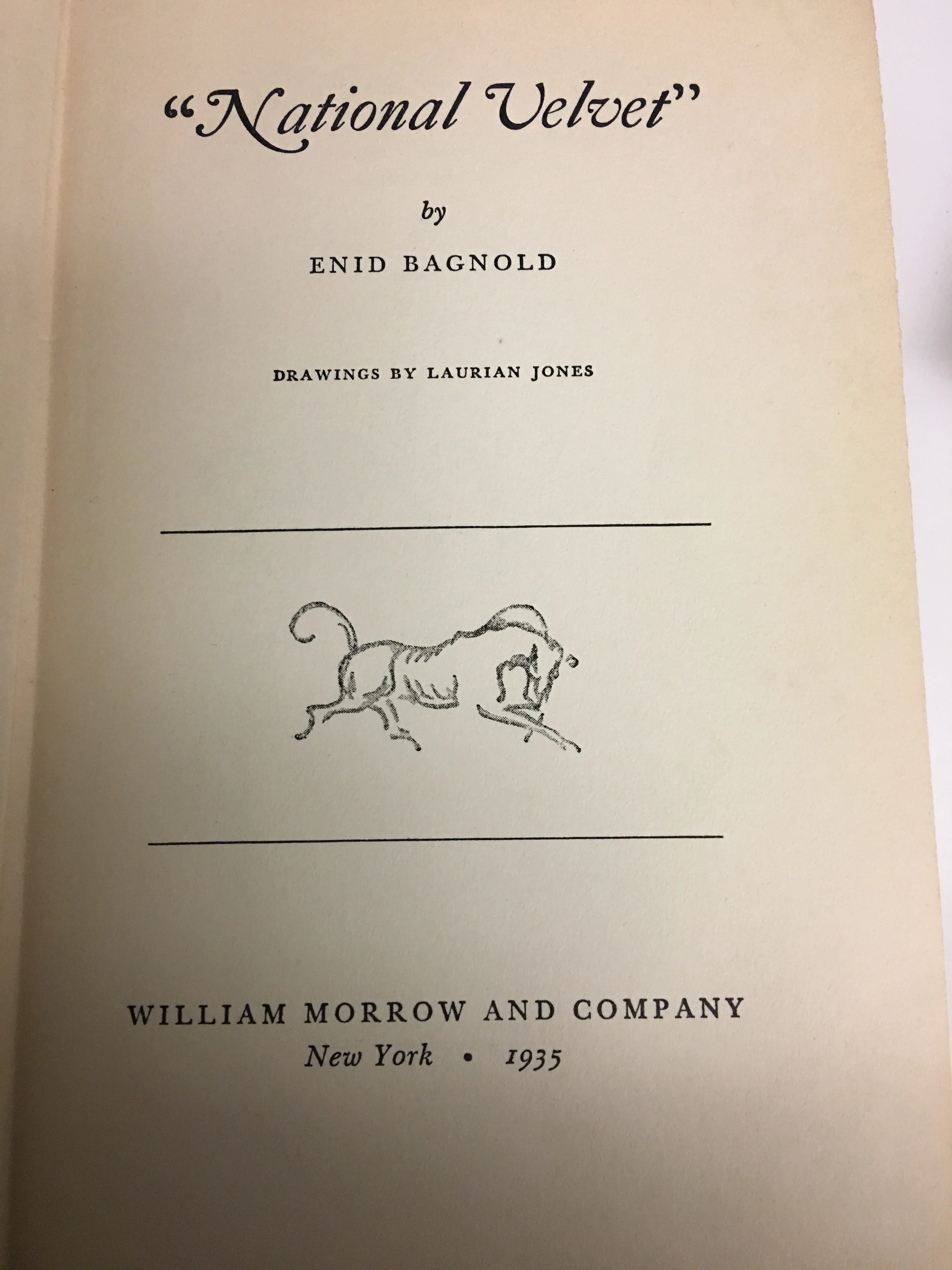 National Velvet, 1st US Edition Bagnold, Enid 1935 - William Morrow & Co. gently used (no jacket) - Image 2