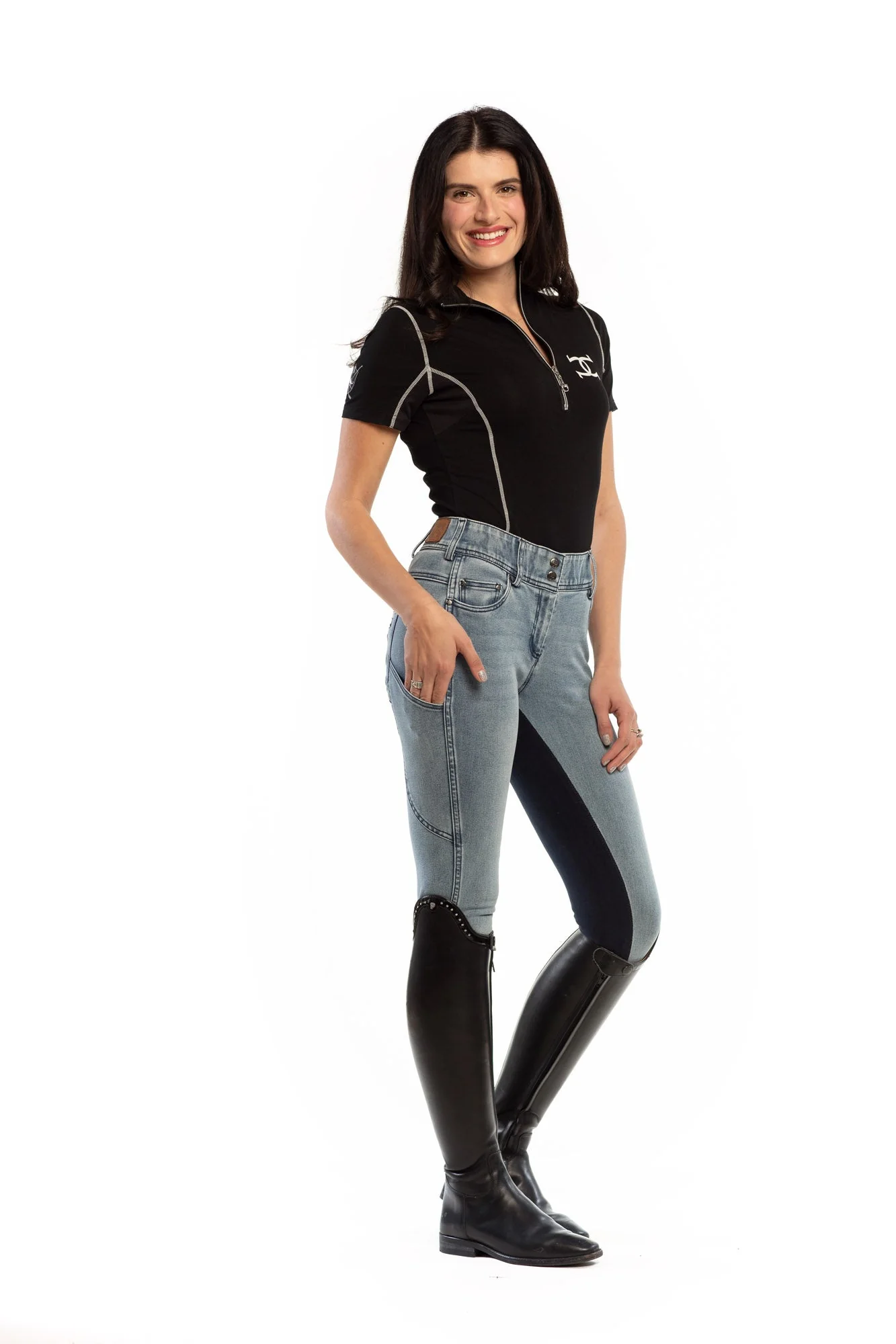 NEW Equestrian Jean - Full Seat with Cell Phone Pocket | 4-way stretch - Faded Blue - Image 3