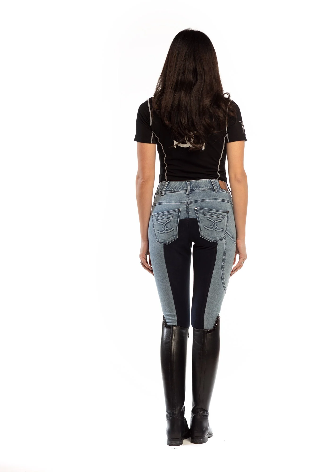 NEW Equestrian Jean - Full Seat with Cell Phone Pocket | 4-way stretch - Faded Blue - Image 4