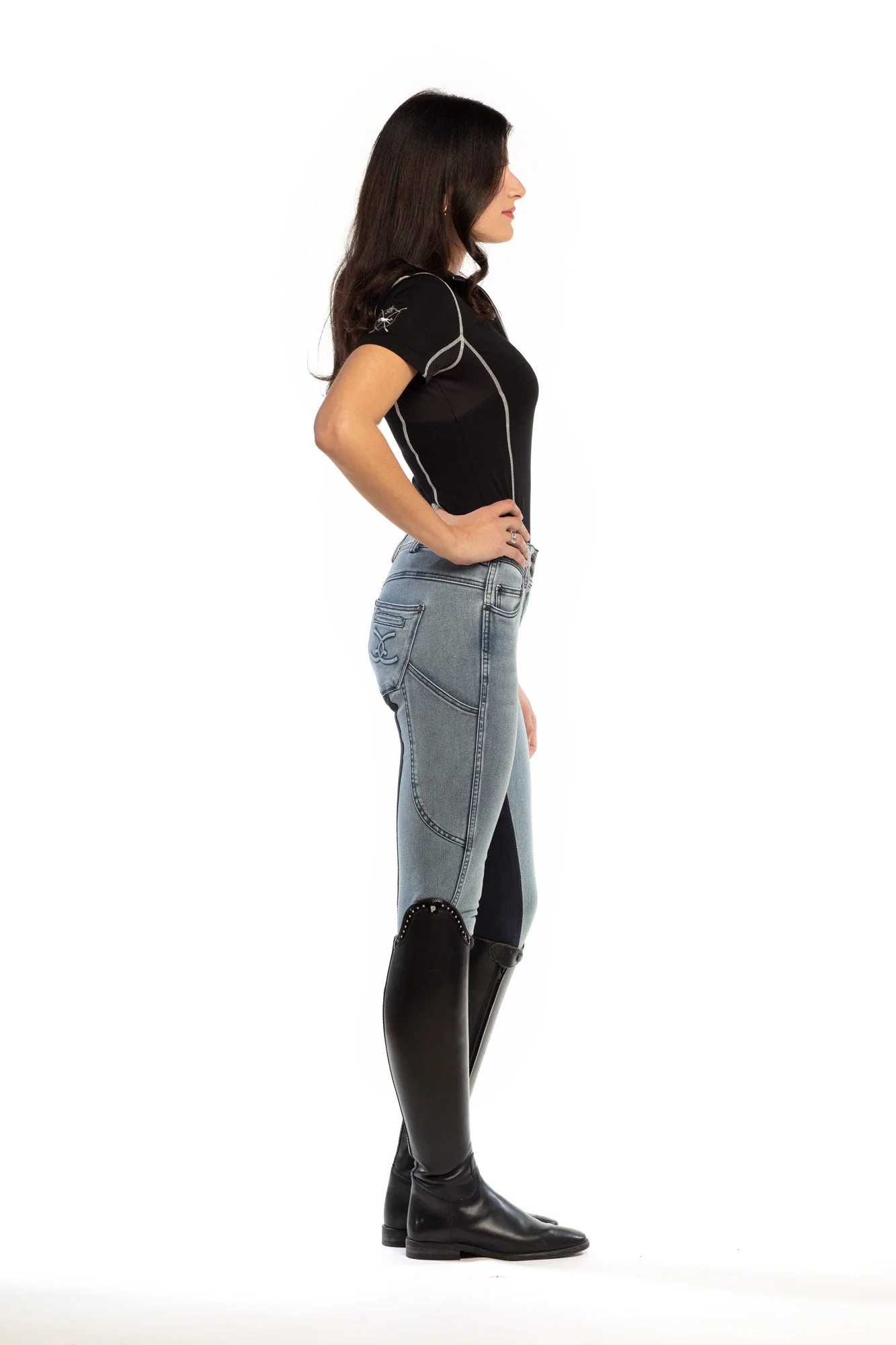 NEW Equestrian Jean - Full Seat with Cell Phone Pocket | 4-way stretch - Faded Blue - Image 5