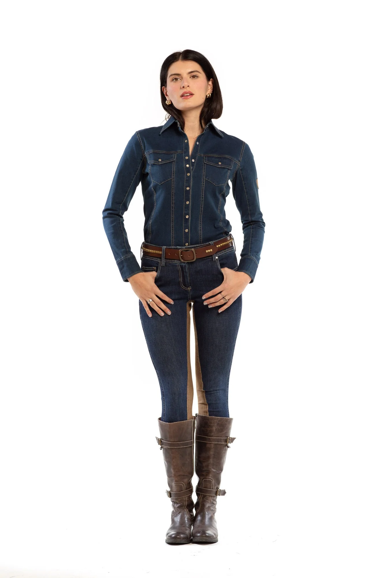 NEW Equestrian Jean - Full Seat with Cell Phone Pocket | 4-way stretch - Vintage Wash - Image 4