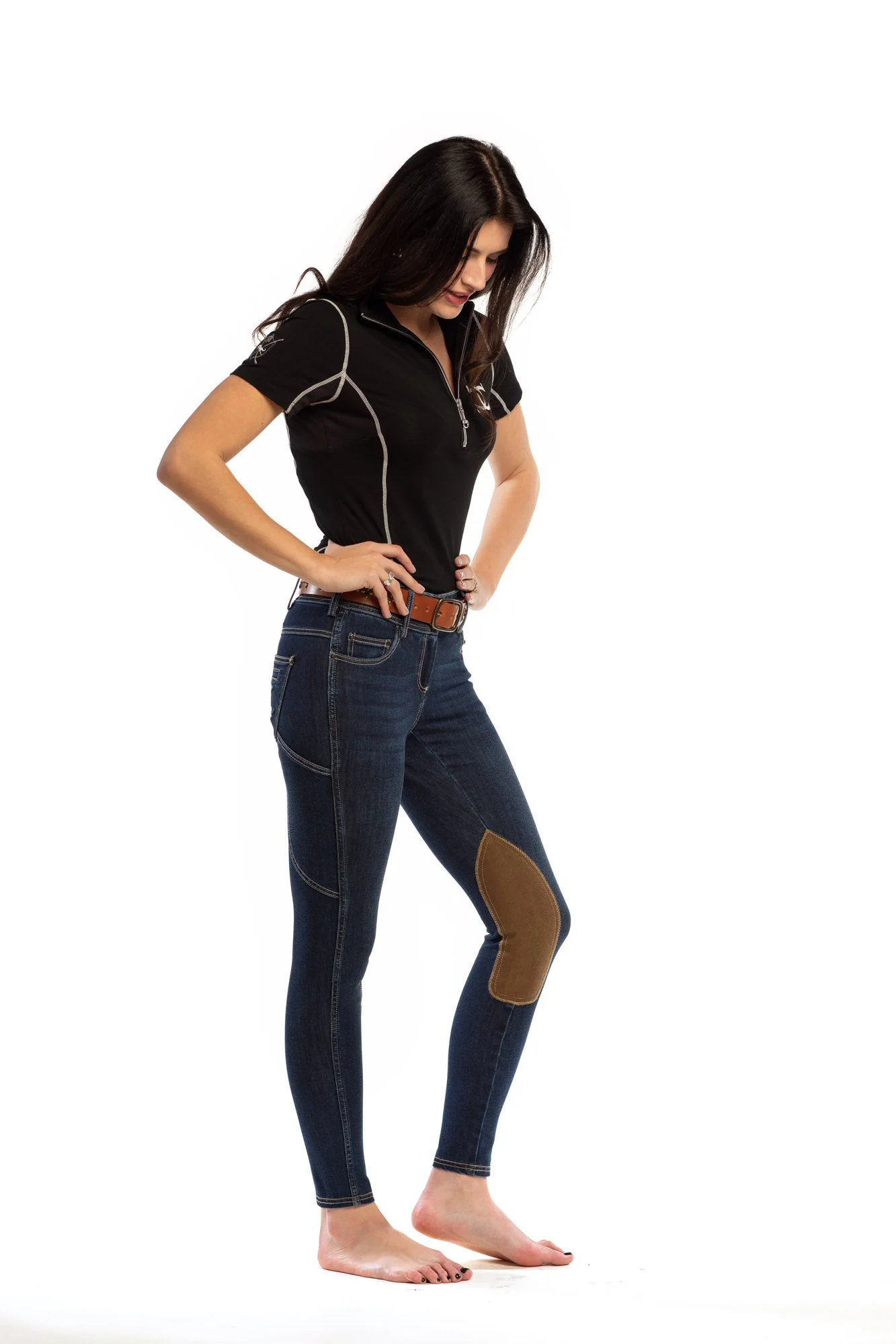 NEW Equestrian Jean - Knee Patch with Cell Phone Pocket - Vintage Wash - Image 6