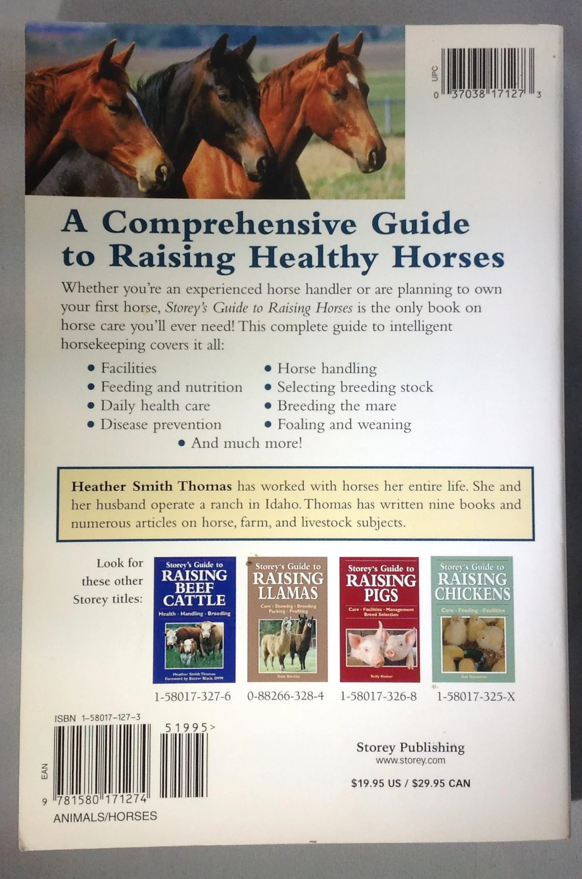 Storey's Guide to Raising Horses by Heather Smith Thomas (used) - Image 2