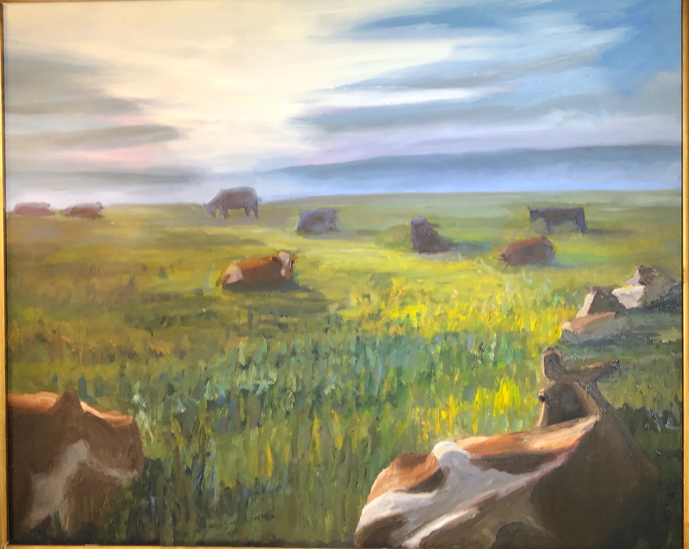 Swiss Cows - oil on board by Richard F. Williams - Image 3