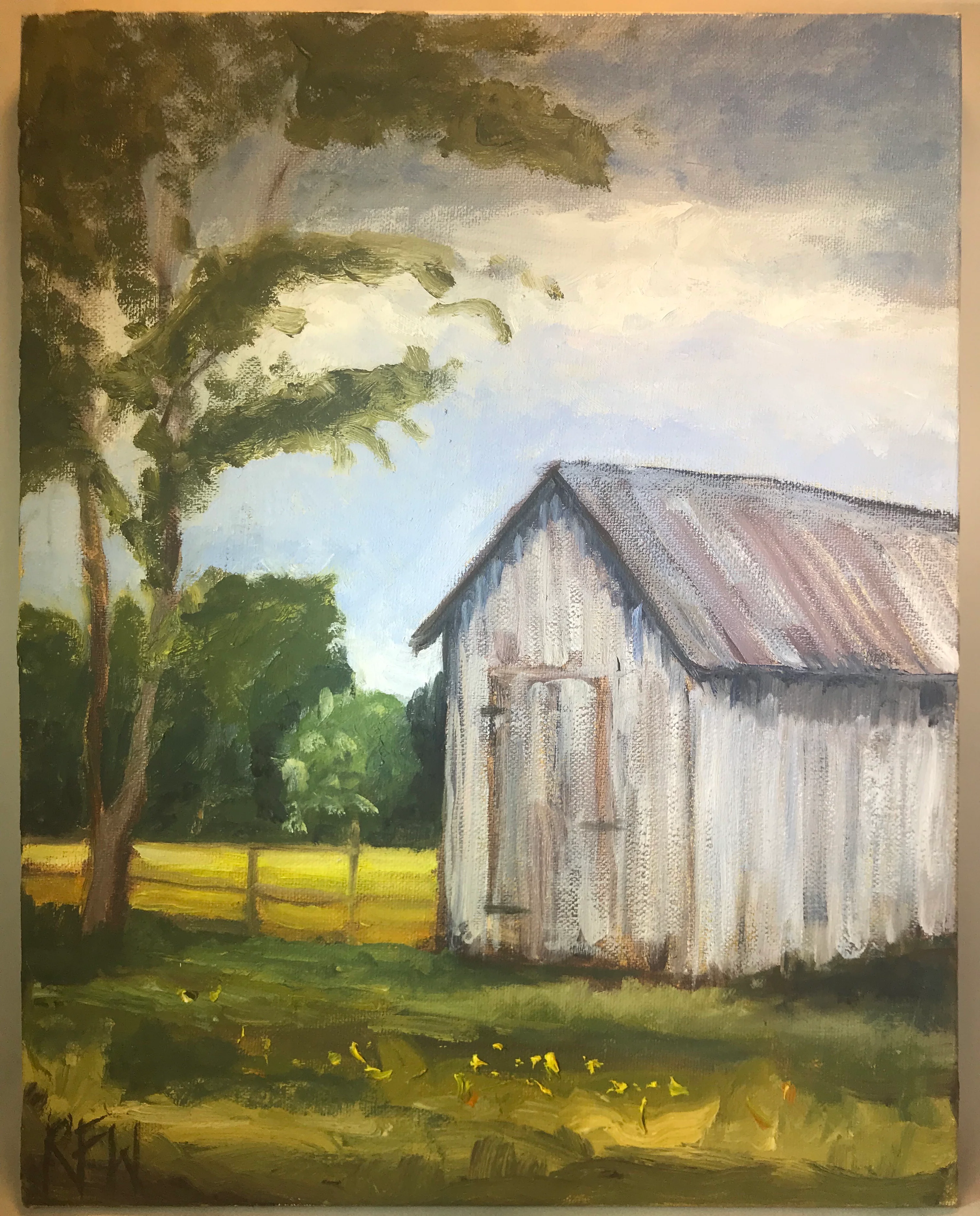 The Corn Crib - Original Oil on canvas  by Richard F. Williams-11” x 14”
