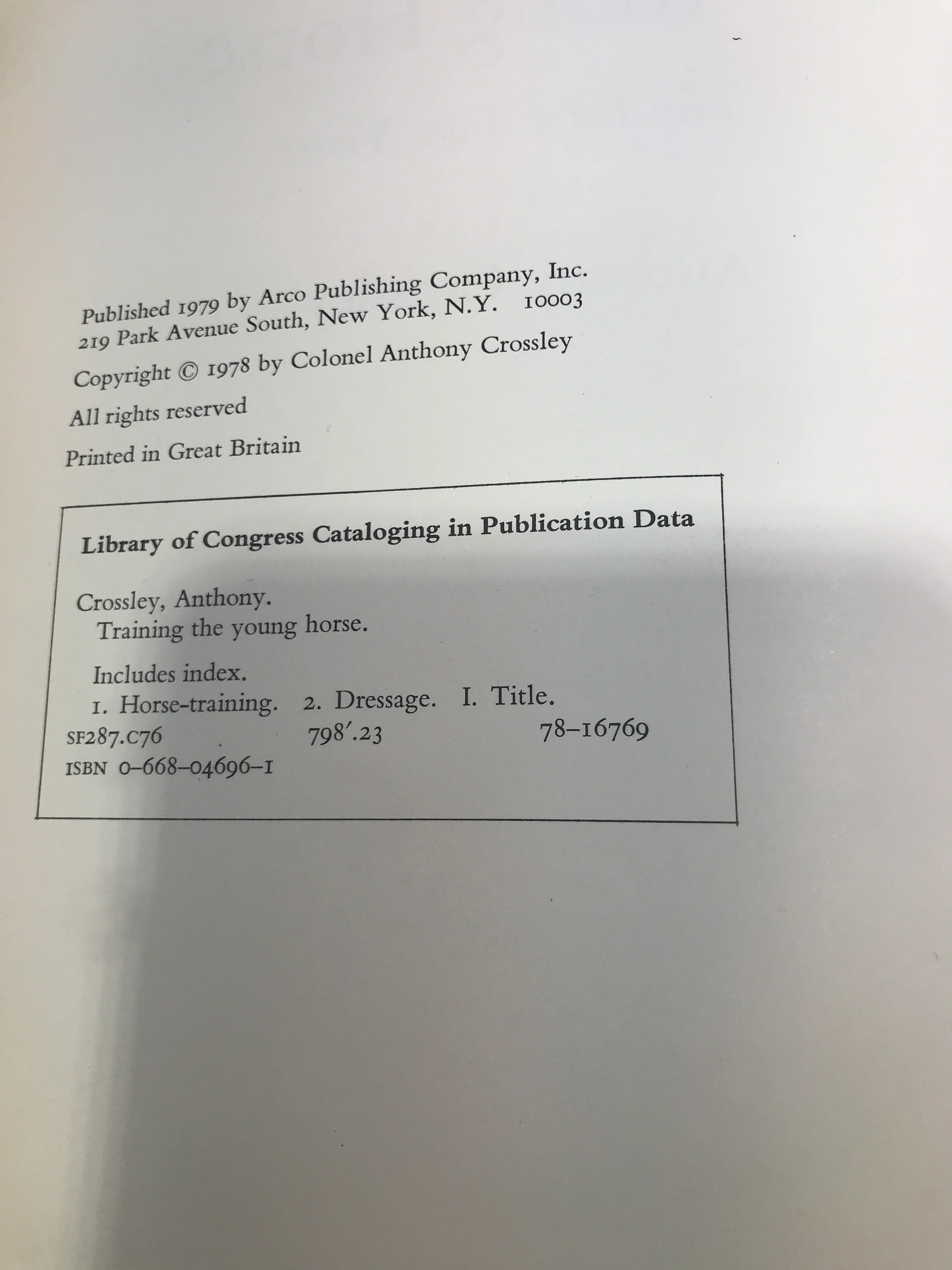 Training the young horse: The first two years by Anthony Crossley - Hardcover - Image 3