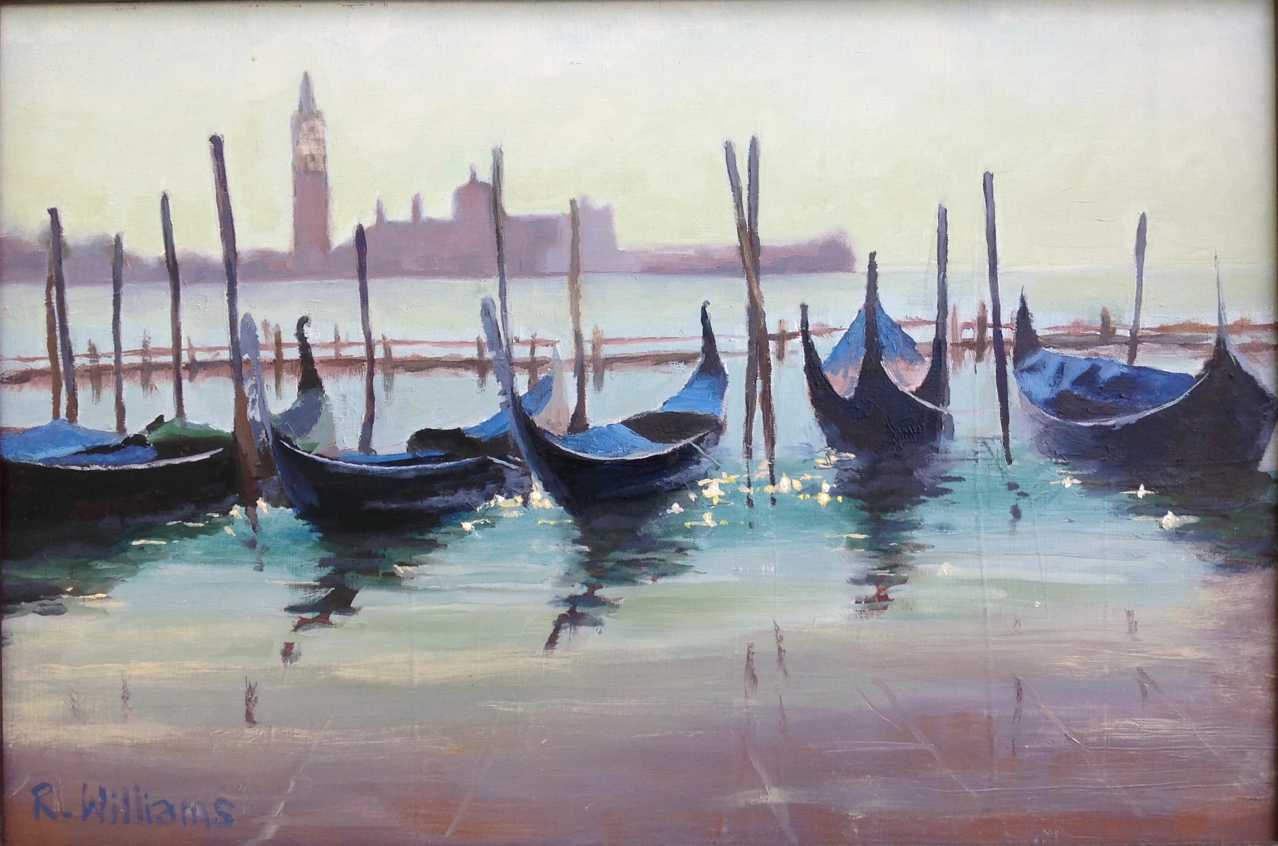 Venice Gondolas - Giclee on canvas by Richard F. Williams